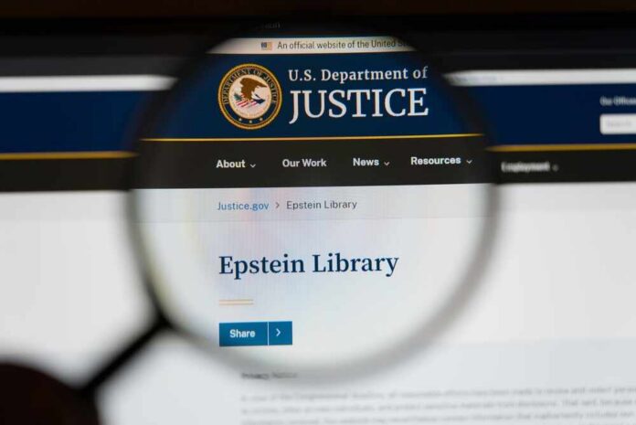 Magnifying,Glass,Over,A,Computer,Screen,Showing,The,Epstein,Library