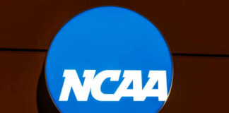 NCAA logo displayed on a blue circular sign