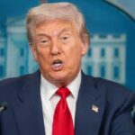 Anti-Trump Rage Fuels Shocking Dinner Attack A political figure speaking at a press conference in front of the White House backdrop