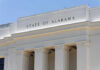 Alabama Map Back—Outrage Explodes State of Alabama building facade with tall white columns