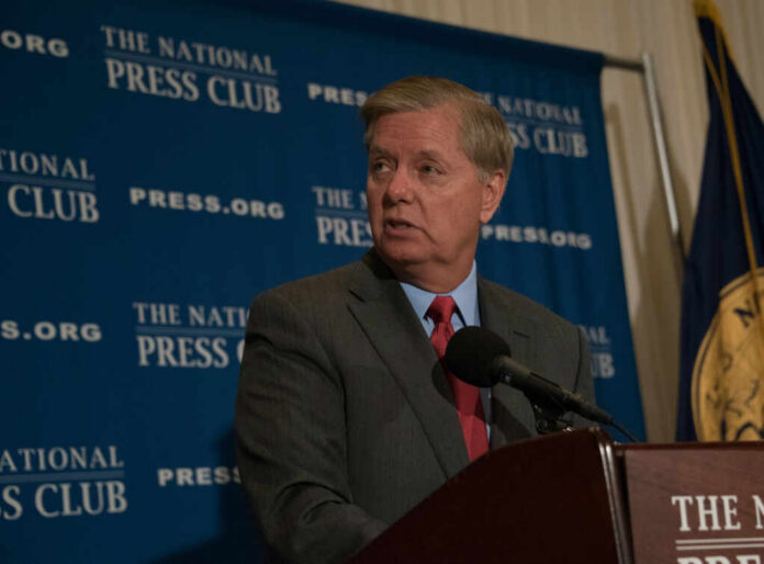 lindsey-graham315606872jpg Man in suit speaking at a podium with a microphone