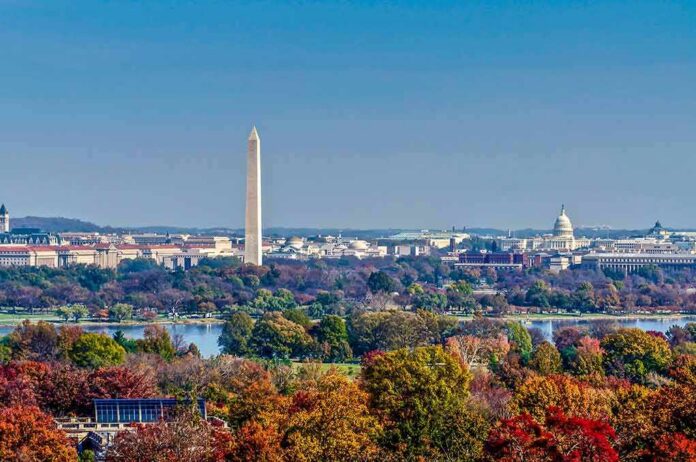 shutterstock_366149687 Washington Monument and U.S. Capitol over autumn trees
